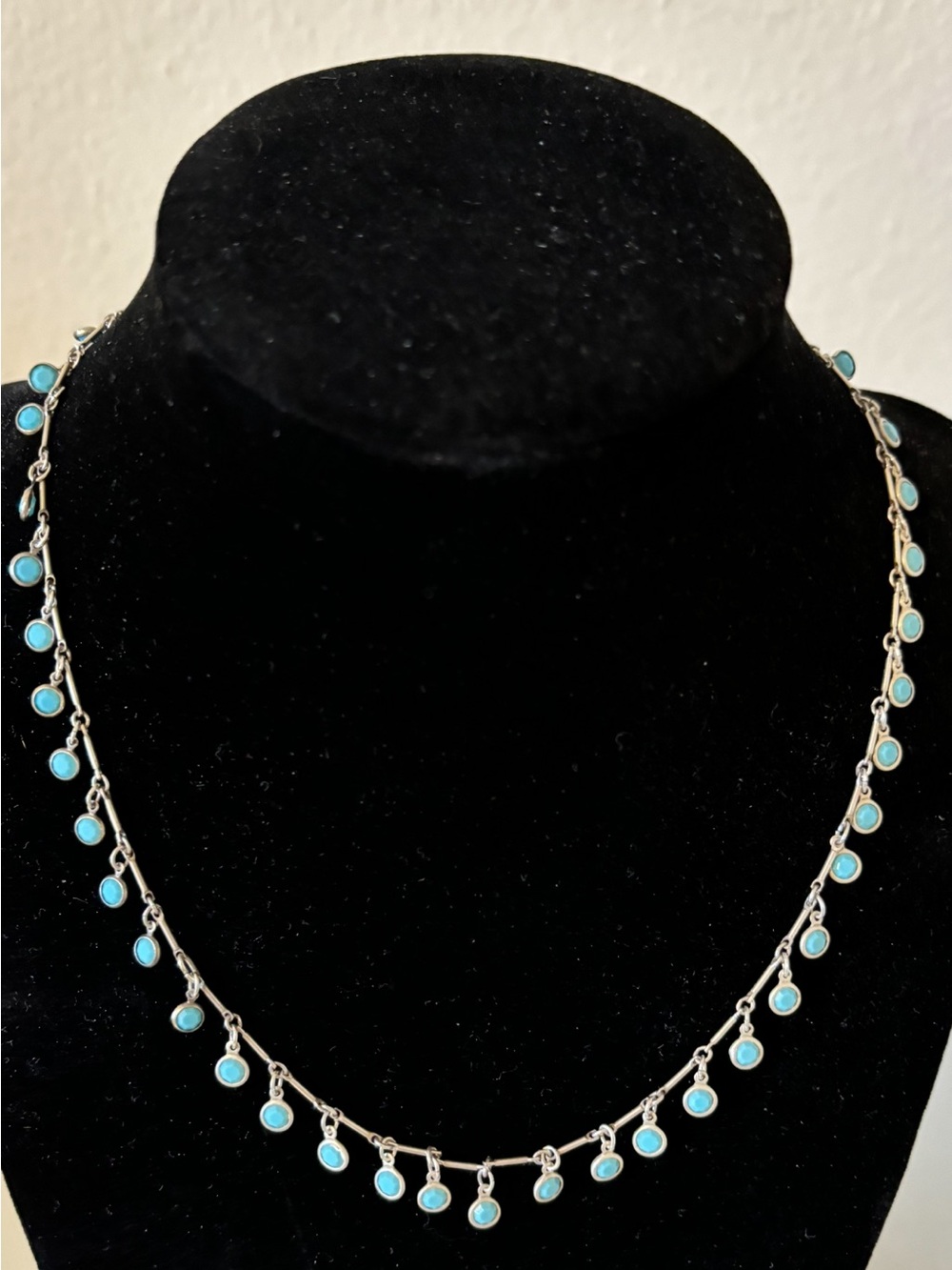 Vintage Silver/turquoise 16 inch necklace spring ring clasp